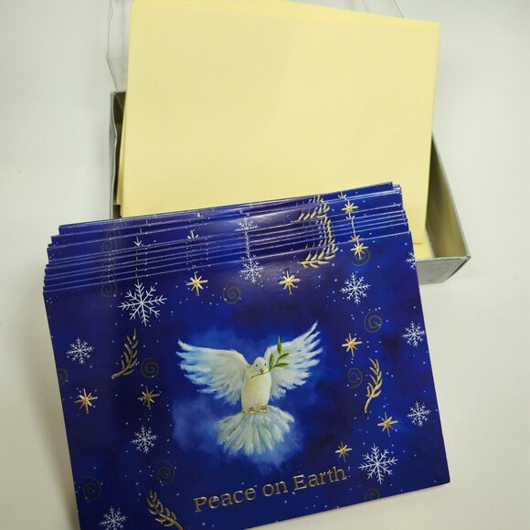 Vintage Christmas Cards Dove Peace on Earth  & Box 16 Ct. & Envelopes 7 X 5 in - Picture 5 of 10
